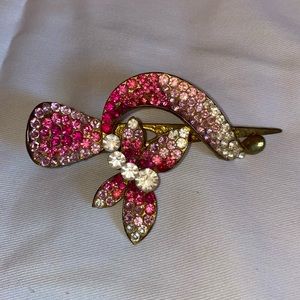 Gold & Pink Crystal Hair Clip